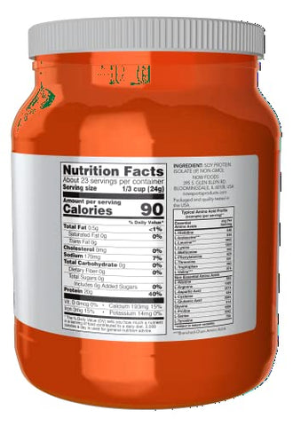 Sports Nutrition, Isolado de Proteína de Soja 20g, 0 Carboidratos, Pó sem Sabor, 1,2 Libras - NOW Foods