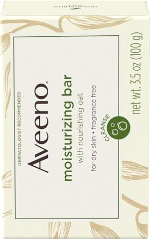 Barra de Limpeza Facial Hidratante Suave com Aveia Nutritiva para Pele Seca, Sem Fragrância, Sem Corantes – 100g - Aveeno