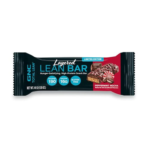 Total Lean Bar – Peppermint Mocha (9 Barras) | Energia e Sabor Delicioso | 180 Calorias | 12g Proteína | 5g Açúcar - GNC