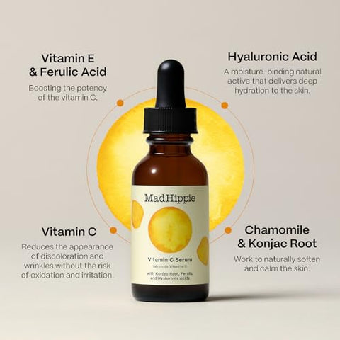 Conjunto de Cuidados com a Pele Mad Hippie – Serum Facial de Vitamina C Iluminadora da Pele e Serum de Retinol Super A Firmador – Tamanho de Viagem
