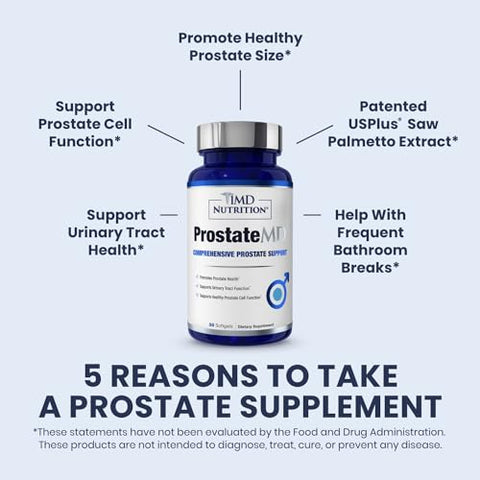 ProstateMD – Suporte para Próstata com Saw Palmetto | Trato Urinário e Urgência Frequente no Banheiro | 60 Softgels (2-Pack) - 1MD Nutrition