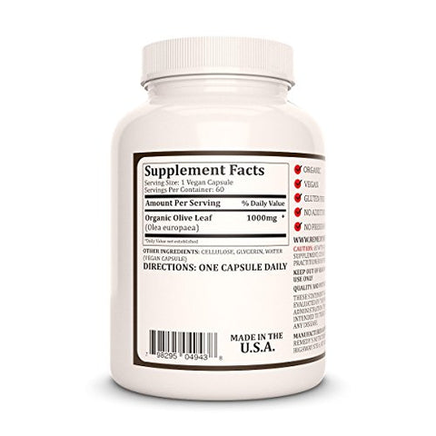 Remedy's nutrition - Remedy’s Nutrition – Cápsulas Veganas de Folha de Oliveira (Olea Europea) 1.000mg – Sem OGM, Sem Glúten, Sem Laticínios – Suplemento Herbal – Fornecimento de Dois Meses (60 Unidades)