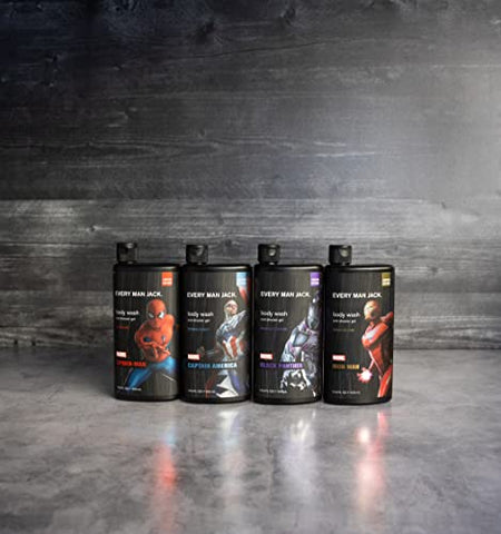 Caixa de Presente Every Man Jack Marvel – Conjunto de Sabonetes Líquidos – Inclui Quatro Sabonetes Líquidos com Ingredientes Naturais
