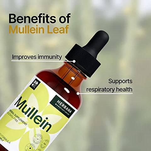 HERBANA MANUFACTURING - Gotas de Mullein 60 ml – Extra Forte 45 Dias – Desintoxicação Pulmonar