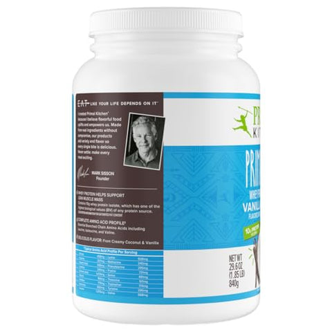 Mistura de Bebida de Proteína de Soro de Leite de Baunilha e Coco, Sem Glúten e Soja, 840g - Primal Kitchen