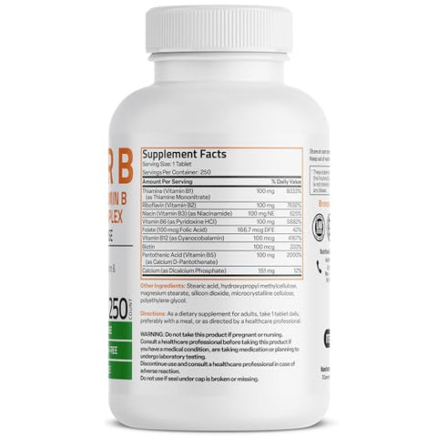 Super B 100 Complexo de Vitamina B de Liberação Sustentada Contém Todas as Vitaminas B (Vitamina B1, B2, B3, B6, B9 – Ácido Fólico, B12) Suporta o Metabolismo Energético – 100% Natural e Potente - Bronson