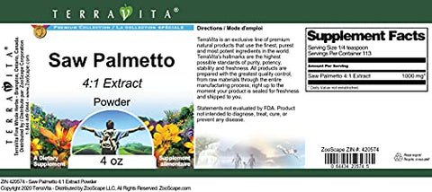 Terravita - Extrato em Pó de Saw Palmetto 4:1 (4 oz, ZIN: 420574) – 4 oz convertido para 113 g