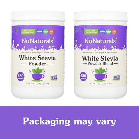 Nunaturals - NuNaturals Stevia Branca em Pó, Substituto de Açúcar à Base de Plantas, Adoçante Zero Calorias, 340g