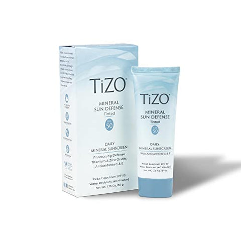 TiZO® Mineral Sun Defense Tinted SPF 50 | Proteção UVA e UVB | Suave para uso diário | Todos os tipos de pele | 50 g