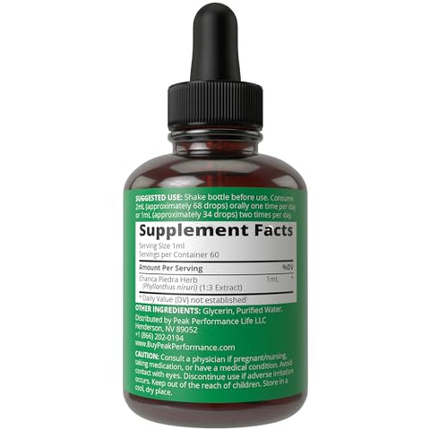 Peak Performance - Chanca Piedra Gotas Líquidas – Quebra Pedras Avançado para Dissolver Cálculos Renais – 30ml