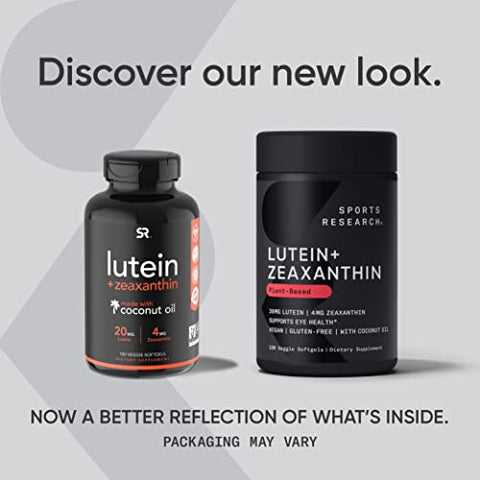 Cápsulas de Luteína e Zeaxantina – Suporte para a Saúde Ocular com Lute-Gen® e Óleo de Coco Orgânico – Amigo dos Veganos - Sports Research