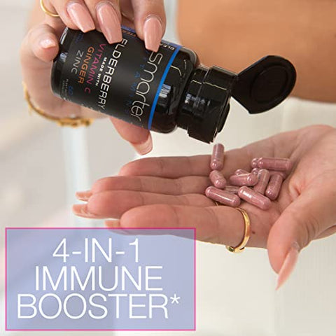 SmarterVitamins - (3 Pacotes) Cápsulas de Sabugueiro Mais Inteligentes Vitamina C Gengibre – 100% Natural e Potente