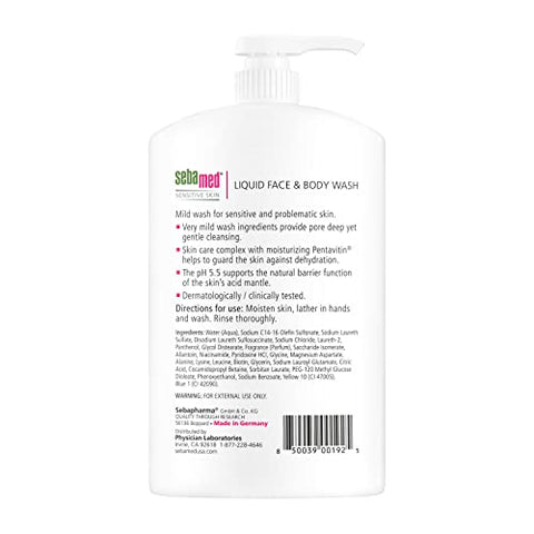 SEBAMED - Sebamed Sabonete Líquido para Rosto e Corpo, Pele Sensível, pH 5.5, Hidratante Suave, Hipoalergênico para Homens e Mulheres, Recomendado por Dermatologistas, 1000ml
