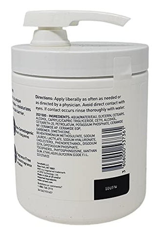Pacote de Creme Hidratante – Inclui Pote de 19 oz com Bomba e Tamanho de Viagem de 1,89 Ounce – Sem Fragrância – CeraVe Creme Hidratante - CeraVe