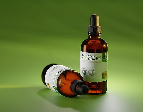 Green Virgin Products - Óleo de Moringa Orgânico, Extra Virgem, Prensado a Frio, 100% Puro, Grau Alimentício