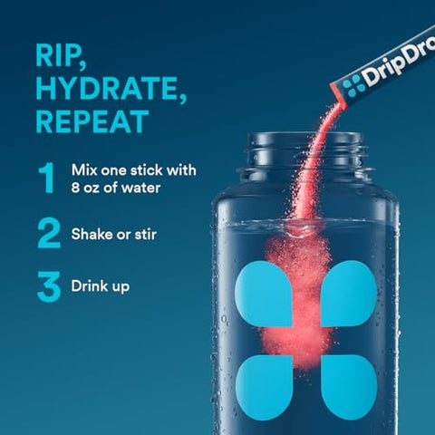 Hydration – Pack Variado de Hidratação Suculenta – Sachês de Pó para Bebida Eletrolítica – Uva, Ponche de Frutas, Limonada de Morango, Cereja – 16 Porções - DripDrop