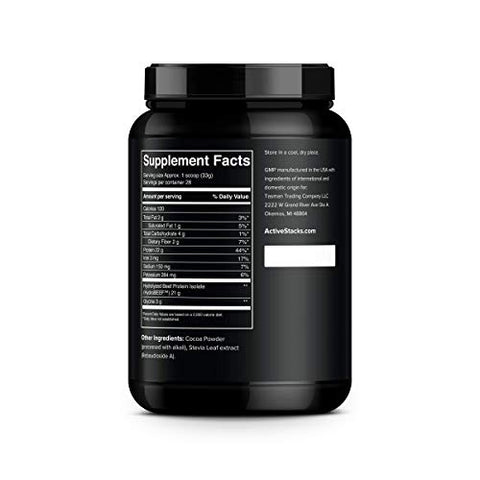 Active Stacks - Proteína Isolada de Carne em Pó, Chocolate – Sem Laticínios com Colágeno Natural para Keto, Paleo, Caldo de Osso