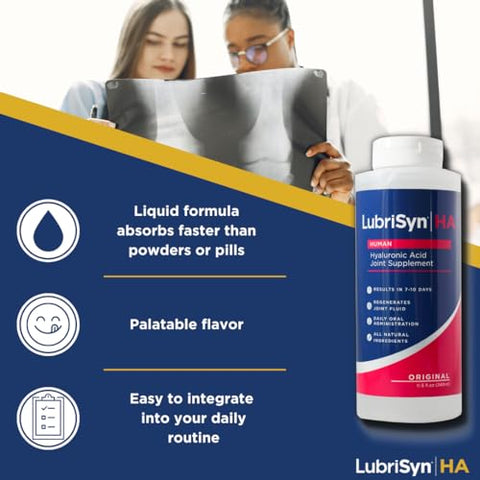 Lubrisyn - LubriSynHA – Suplemento Articular Humano Original 3 x 325ml – Ácido Hialurônico HA de Alto Peso Molecular – Suporte Articular para Mulheres