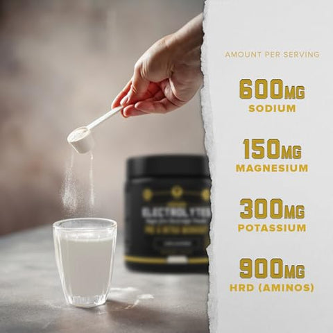 MMA Nutrition - HRDWRK – Pó de Eletrólitos Keto Hidratação Sem Açúcar com Magnésio, Potássio e Sódio – 100 Porções | Aumente a Resistência e Reduza a Fadiga com Este Suplemento de Eletrólitos