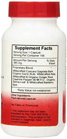 Dr. Christopher's Formula - Dr. Christopher’s – Cápsulas Vegetarianas Rápidas para o Cólon Parte 1 – 100 Unidades (485 mg cada)