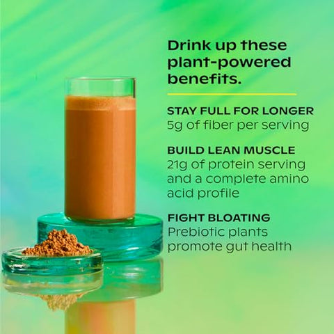 wholier - Proteína Vegetal Orgânica Wholier com Prebióticos. 21g de Proteína Vegana. 5g de Fibra. Casca de Psyllium e Banana Verde para Digestão. Sem Sabores Naturais, Gomas ou Preenchedores. Cacau Cremoso