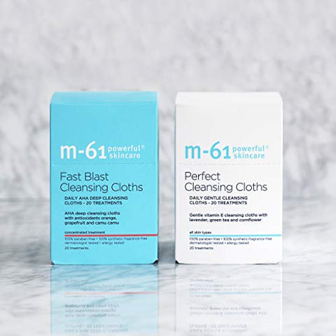 M 61 - M-61 Perfect Cleansing Cloths – 30 Tratamentos – Lenços de limpeza suave com vitamina E e lavanda  M-61