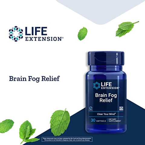 Brain Fog Relief: Fórmula Nootrópica Livre de Cafeína, de Ação Rápida, Ajuda a Clarear a Mente – Sem Glúten, Não-OGM – 30 Softgels - Life Extension