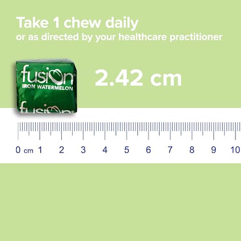 Fusion Lifestyle - Suplemento de Ferro sabor Melancia em Goma Mastigável com Vitamina C para Deficiência de Ferro e Anemia, 1 Mês de Fornecimento, 30 Unidades