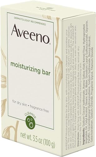 Barra de Limpeza Facial Hidratante Suave com Aveia Nutritiva para Pele Seca, Sem Fragrância, Sem Corantes – 100g - Aveeno