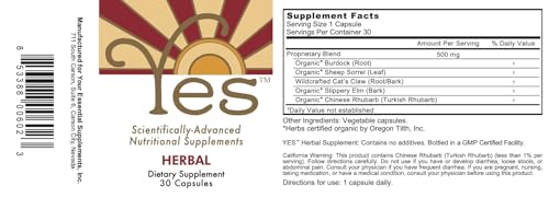 ULTIMATE EFAs - YES Organic ESSIAC Cápsulas Herbais – Mistura Sinérgica de Ervas Premium para Saúde Holística e Bem-Estar Completo – 30 Cápsulas – 1 Mês de Suprimento