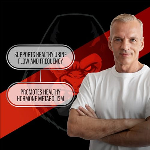 Nutrisold - Gorilla Flow – Suporte para a saúde masculina | Reduzir micções noturnas | Promover sono | Apoio ao esvaziamento da bexiga | Complexo herbal para próstata | Bexiga