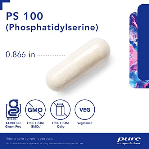 PS 100 | Suplemento de Fosfatidilserina Aminoácido para Cérebro e Memória | 60 Cápsulas - Pure Encapsulations
