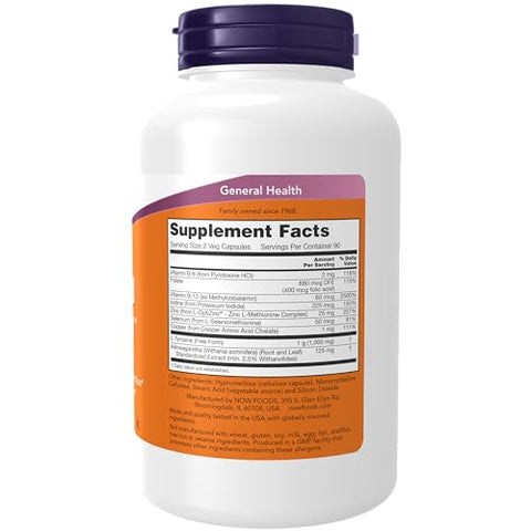 Supplements: Energia da Tireoide™, Iodo e Tirosina com Selênio, Zinco e Cobre, 180 Cápsulas Vegetais - NOW Foods
