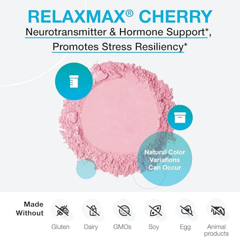 RelaxMax Drink Mix – Suporte Hormonal para Relaxamento e Resiliência ao Estresse – Pó de Magnésio com Myo-Inositol, GABA, L-Theanine – Sabor Cereja para Suporte de Humor - XYMOGEN