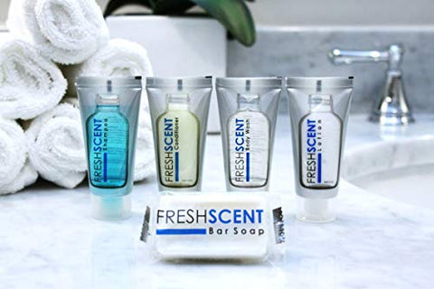 Loção Freshscent 30ml (Pacote com 100 unidades) Tamanho de Viagem para Hotel, Amenidades e Artigos de Higiene em Atacado