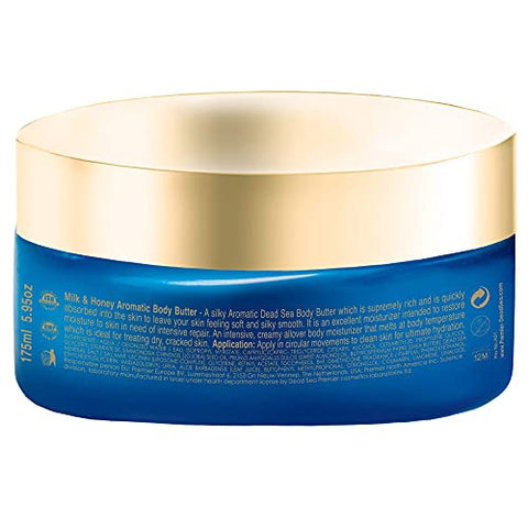 Premier by Dead Sea Premier - Premier Dead Sea Manteiga Corporal Aromática – Leite e Mel, Cuidados Anti-Envelhecimento para a Pele, Hidratante com Manteiga de Karité, Firmeza, Manchas de Idade, Pescoço – 100g