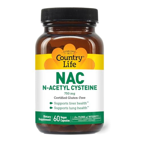 NAC (N-Acetil Cisteína), 750 mg – 60 Cápsulas Vegetarianas | Comprar Online | Marca Country Life - Country Life