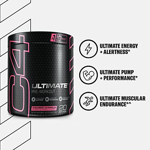 C4 Ultimate Pré-Treino em Pó Sabor Melancia – Energético Pré-Treino Livre de Açúcar para Homens – 300g - Cellucor