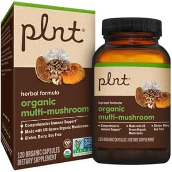 plnt - Fórmula Herbal de Suporte Imunológico Abrangente com Multi-Cogumelos Orgânicos (120 Cápsulas)