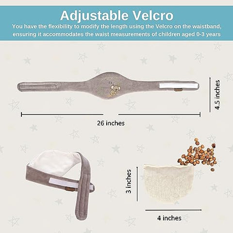 Pafuly - Alívio Natural para Cólicas e Gases em Recém-Nascidos – Envoltório Aquecido com Sementes de Cereja 100% – Faixa de Enrolar para Bebês com Cólicas – Calmante e Relaxante (Cinza)