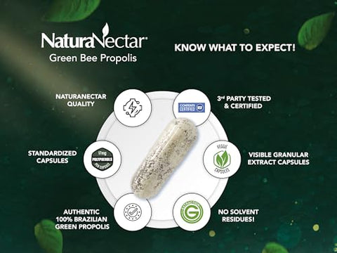Green Bee Propolis Certificado NSF | Propolis Premium Brasileiro | Alívio Cuidadoso | Apicultura Ética | Máxima Visibilidade - NaturaNectar