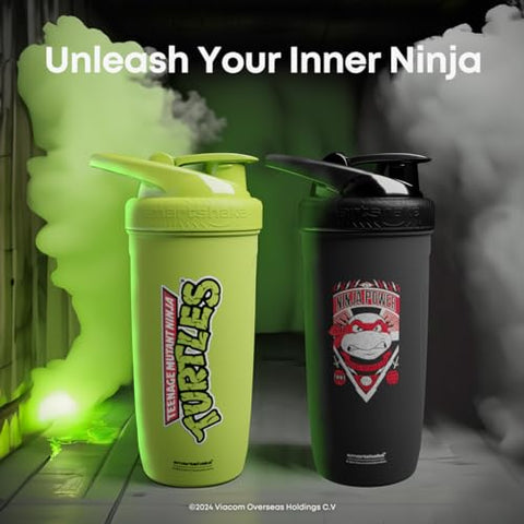 TMNT Reforce Garrafa de Shake de Proteína em Aço Inoxidável 900 ml | 30 oz – Tampa de Rosca à Prova de Vazamentos – Livre de BPA – Unissex – Não Isolada – Verde Claro - Smartshake