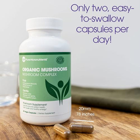 Pure Micronutrients - Suplemento Orgânico de Cogumelos Puros – Leão da Montanha, Reishi, Chaga, Cordyceps |
