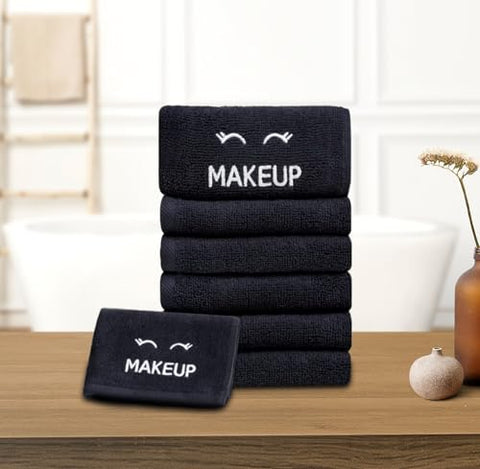 White Classic - Toalhas de Limpeza Facial Pretas de Algodão de Luxo Super Macias, 12 Unidades – Absorventes e de Secagem Rápida, Removem Maquiagem, Seguras para Alvejante Clássico Branco