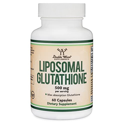 Double Wood Supplements - Liposomal Glutationa 500mg por Porção, 60 Cápsulas (Vegano, Não-OGM) Máxima Absorção Liposomal Glutationa com Autêntico Cheiro e Sabor por Double Wood