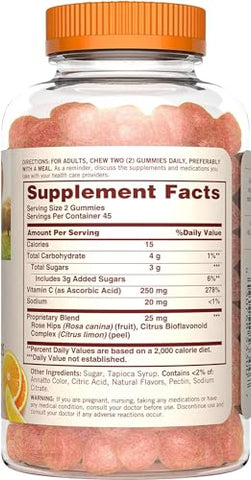 Nature's Bounty - Nature’s Bounty Sundown Gomas de Vitamina C com Rosa Mosqueta e Bioflavonoides Cítricos, Sabor Laranja, 90 Unidades (Pacote com 2)