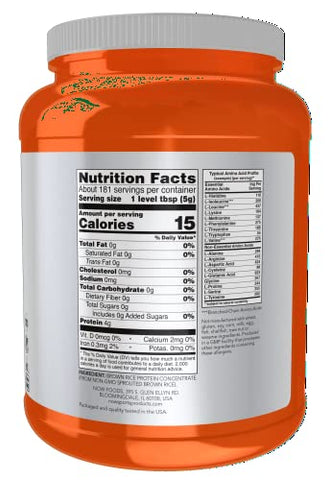 Sports Nutrition – Proteína de Arroz Integral Germinado, 80% Proteína, Pó sem Sabor, 2 Libras (907g) - NOW Foods