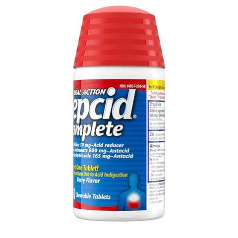 Complete Sabor de Frutas Vermelhas – 100 Comprimidos Mastigáveis (50ct x2 frascos) - Pepcid