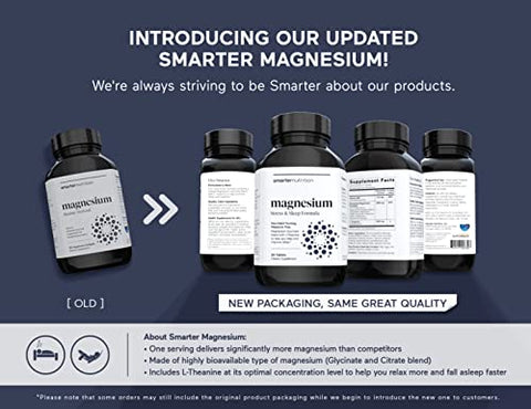 SMARTERNUTRITION - Smarter Magnesium Multi-Active – 4 Formas de Magnésio, Glicinato, Citrato, Malato e Bisglicinato – Sem Efeito Laxativo (30 Porções)