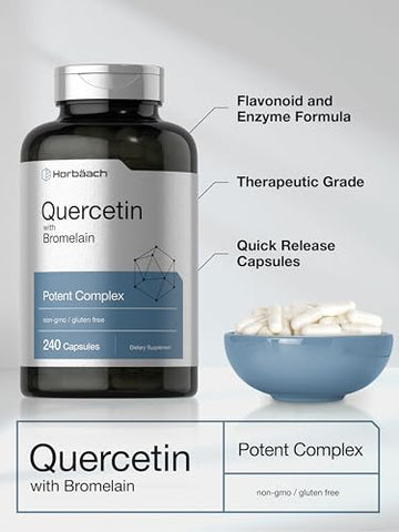 Quercetina com Bromelina | 240 Cápsulas | Sem OGM e Sem Glúten - Horbäach